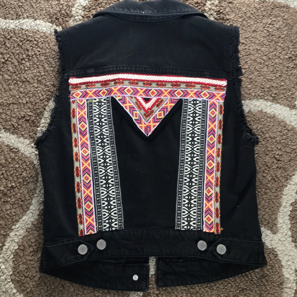 Distress denim vest